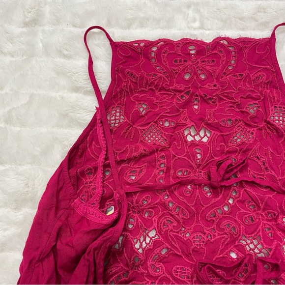 Free People Crochet Open Back Crop Tank Top Sz XS - Picture 4 of 7